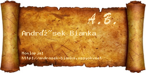 Andrásek Bianka névjegykártya